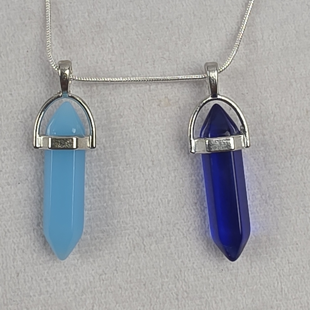 NWOT Crystal Point Chakra Aura Necklace Sterling Silver Chain 18" - Picture 5 of 7